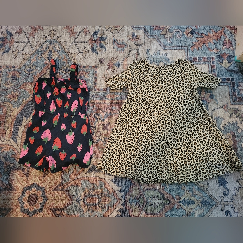 Leopard Print Dress And Strawberry Romper
